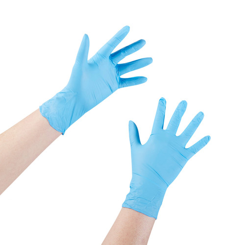 Blue Nitrile gloves.
